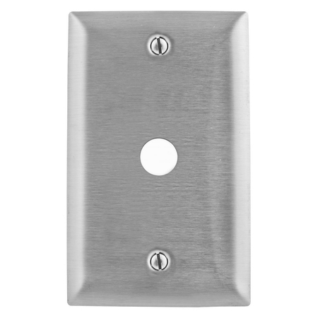 HUBBELL WIRING DEVICE-KELLEMS Wallplates and Boxes, Metallic Plates, 1- Gang, 1) .64" Opening, Standard Size, Stainless Steel SS11L